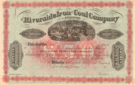 Riverside Iron and Coal Company stock certificate circa 1877 (Pennsylvania)