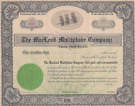 MacLeod Multiplane Company stock certificate circa 1911