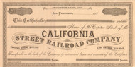 California Street Railroad stock certificate (San Francisco CA)  circa 1880