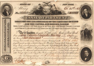 Canal Department, State of New York  bond certificate 1865 