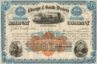 Chicago & South Western Railway Company stock certificate circa 1869 