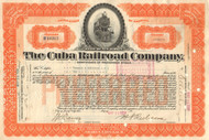 Cuba Railroad Company stock certificate 1934  (pre-Castro)