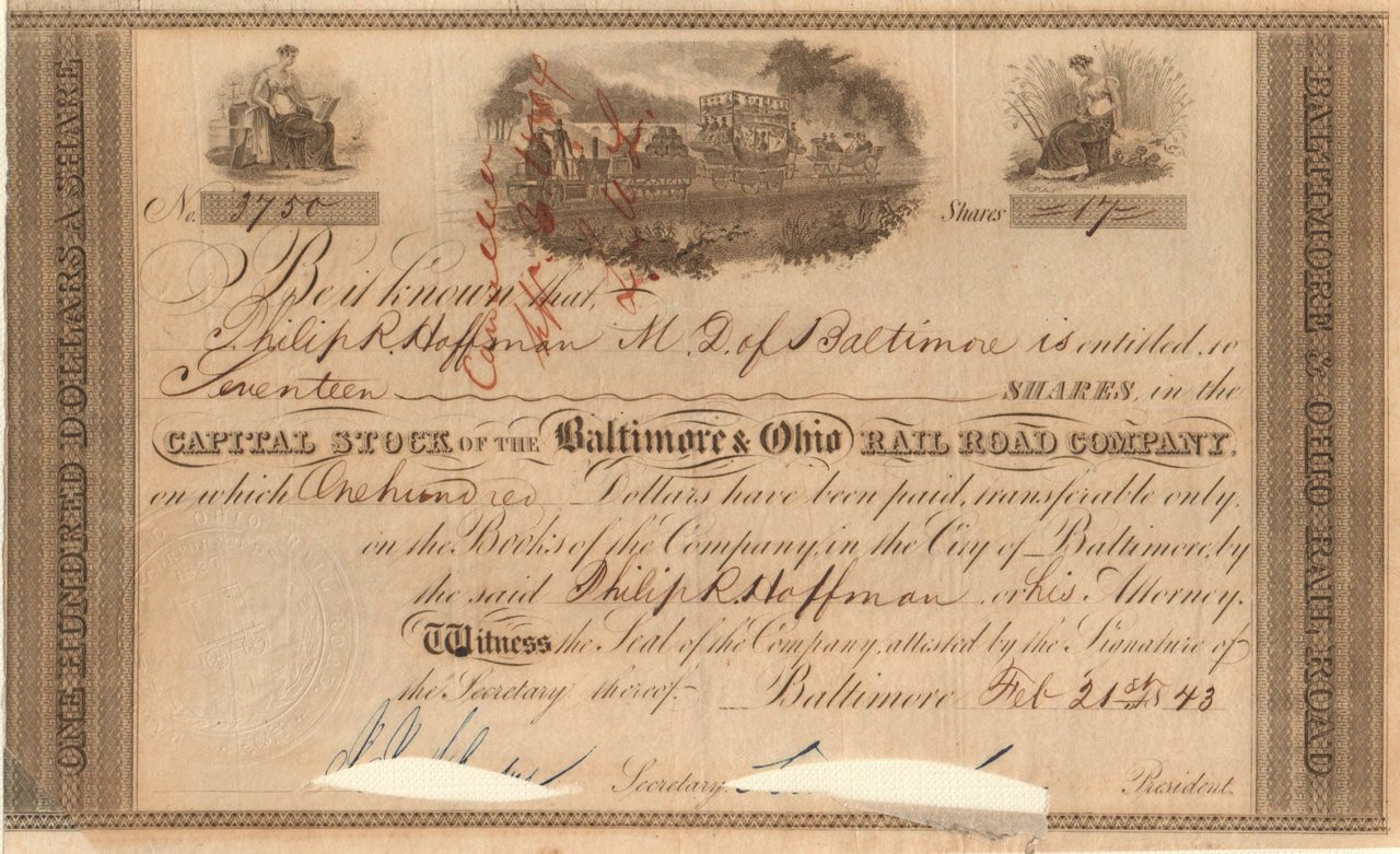 Baltimore & Ohio B&O Railroad Company Stock Certificate CSX Blue 