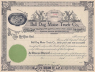 Bull Dog Motor Truck Co stock certificate