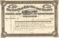 New York Lake Erie and Western Docks and Improvement Company stock certificate 1881 (New Jersey)