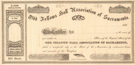 Odd Fellows Hall Association of Sacramento stock certificate circa 1867  (California)
