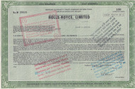 Rolls-Royce, limited stock certificate (ADR) 1971