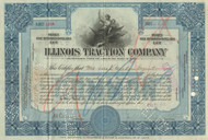 Illinois Traction Company stock certificate 1920's  (Illinois) - blue