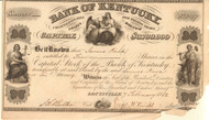 Bank of Kentucky stock certificate 1852 (KY)
