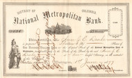 National Metropolitan Bank stock certificate 1877 (Washington DC)