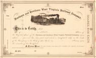 Northern and Southern West Virginia Railroad stock certificate 1870's (circa 1872)