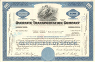 Overnite Transportation Company stock certificate 1970's (Virginia) - blue