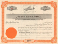 American Canadian Air Lines Inc stock certificate 1930's (Boston MA)