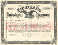 Colorado Investment Company stock certificate 1880's (New York)