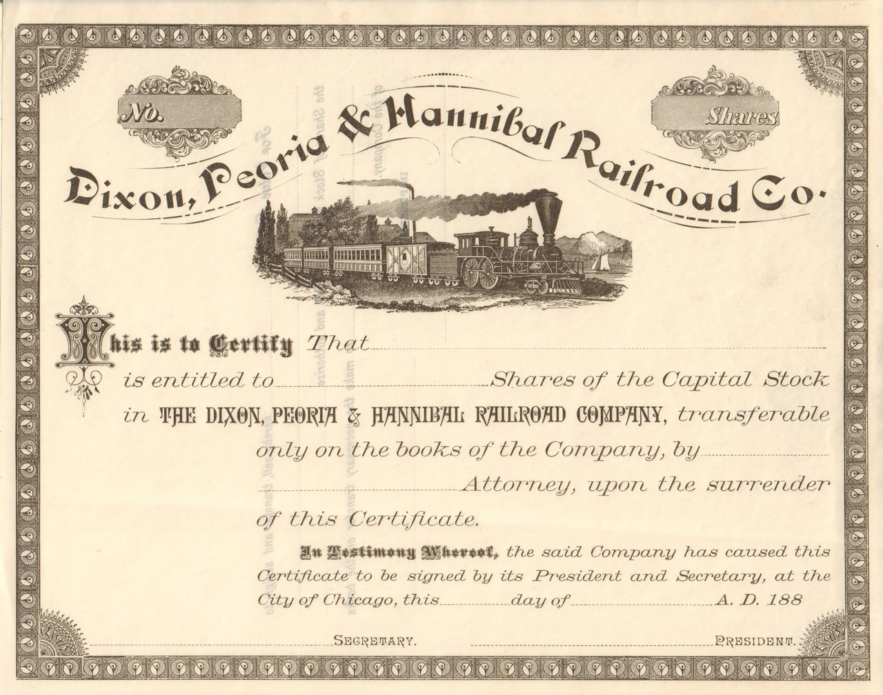 Richmond and Danville Railroad Company Stock Certificate Virginia
