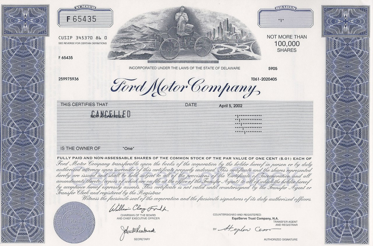 Dort Motor Car Company Stock Certificate