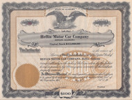 Heflin Motor Car Company stock certificate