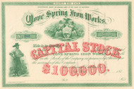 Clove Spring Iron Works stock certificate 1873 (New York) 