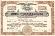 California Flyers School of Aeronautics stock certificate 1946 (Los Angeles) 