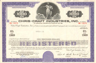 Chris-Craft Industries Inc. bond certificate 1969 (boating)