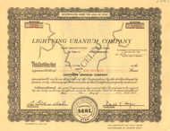Lightning Uranium Company stock certificate (Utah)
