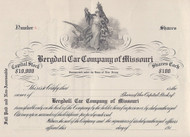 Bergdoll Car Company of Missouri 1908 stock certificate