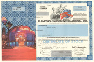 Planet Hollywood International stock certificate 1999