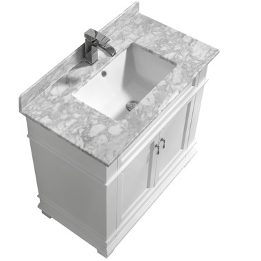 Fayer 30 White Bathroom Vanity With Carrara Marble Top Bathroom