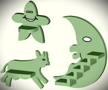 Star Moon Cow Shelf Set How-to Book; Paper Pattern Plan to DIY and Easily Build Cute Shelves