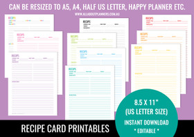 Recipe Sheet Printables (V4) - Rainbow