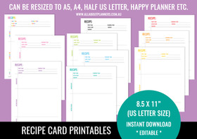 Recipe Sheet Printables (V5) - Rainbow