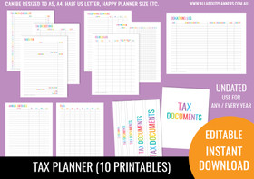 Tax Planner Printables - Rainbow