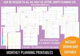Monthly Planning Printables - Rainbow