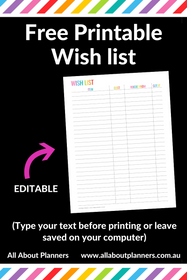 Free Printable wish list (editable)