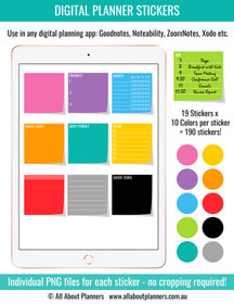 Sticky Note Page Flag (weekly) digital planner stickers