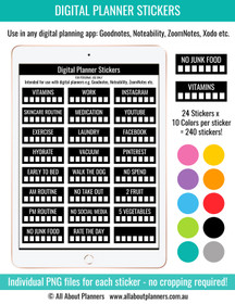 Habit tracker digital planner stickers