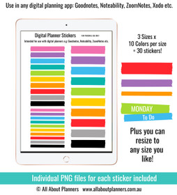 Washi tape (rainbow) digital planner stickers
