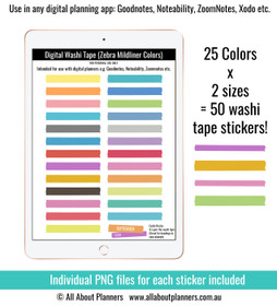Washi tape (Mildliner Colors) digital planner stickers