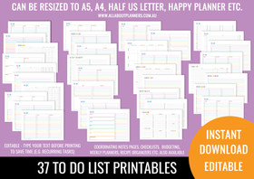 To do List Printables - Rainbow (Landscape page orientation)