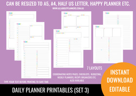 Daily Planner Printables (Set 3) - Rainbow