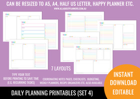 Daily Planner Printables (Set 5) - Rainbow