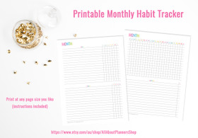 Monthly habit tracker printable - Rainbow (2 pages)