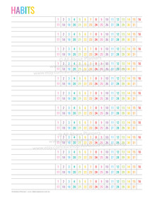 Monthly habit tracker printable - Rainbow (v12)