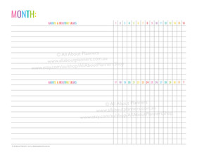 Monthly habit tracker printable - Rainbow (v20)