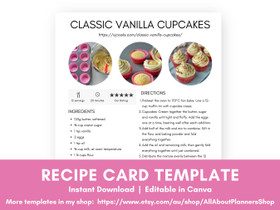 Canva Recipe Card Template (fully editable and customisable)
