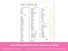 Baby's First Foods Printable Checklist