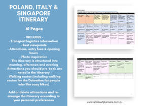 Poland Italy (Dolomites) Singapore Itinerary (4.5 Weeks) - Detailed (61 pages)