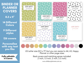 Binder covers editable in Canva - Polka Dots