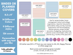 Binder covers editable in Canva - Stripe