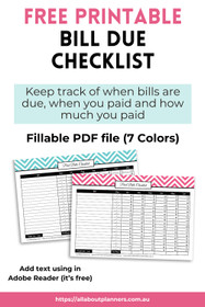 Paid Bills Checklist - Landscape Orientation - Editable - FREE